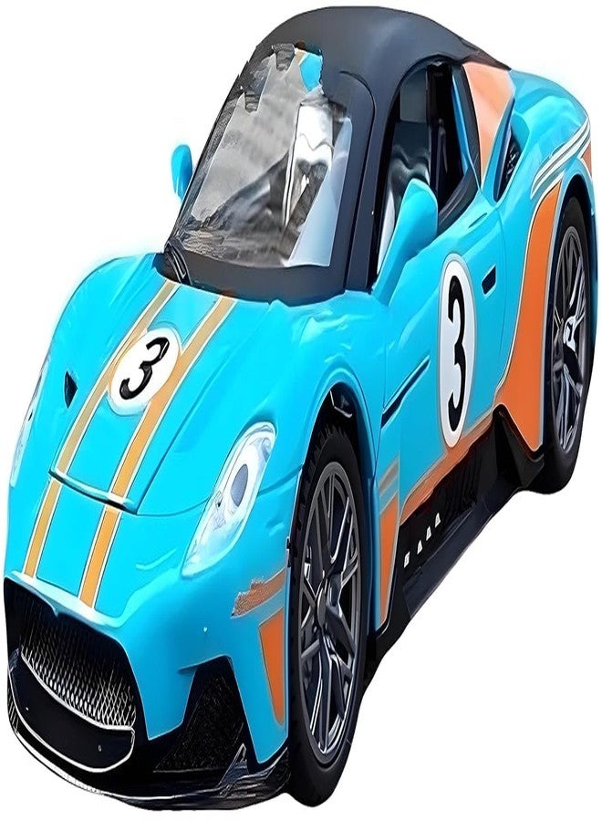 Gemcza 1:22 Sports Car Die Cast Scale Model Dsiplay Car with Opening Doors Music and Lights | Made of Metal Toy Vehicle for Kids, Adults, Collectors - Blue - Image 1